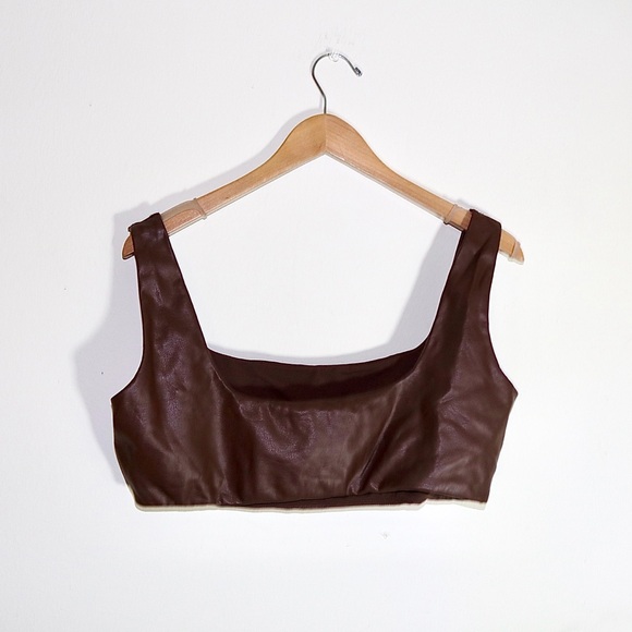 Skims Faux Leather Bralette in Jasper - Picture 5 of 10